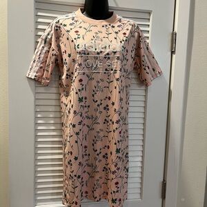 Adidas Pink Floral Logo Tee Dress